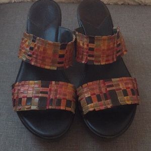 Think! Multi color leather heel sandals size 11